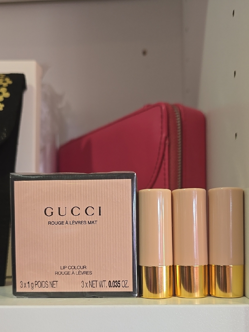 Gucci Beauty Pouch With 3pc Mini Lipstick Set - Picture 3 of 3
